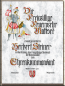 Preview: Ehrenurkunde handgeschrieben mit 2 Wappen oder Logos.