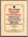 Ehrenurkunde von Hand geschrieben für Ehrenring, usw.