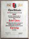 Ehrenurkunde von Hand geschrieben für Ehrenring, usw.