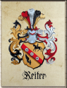 Familienwappen auf Pergamentpapier.