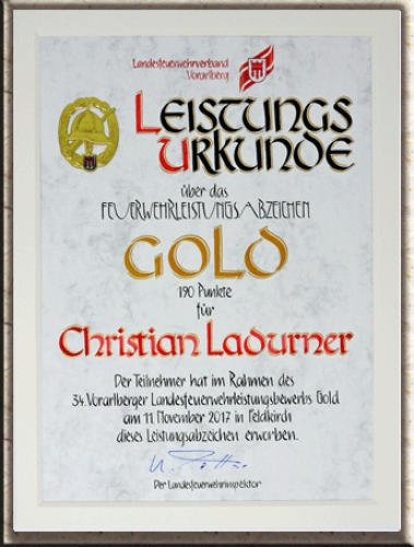 Urkunde mit Leistungsabzeichen