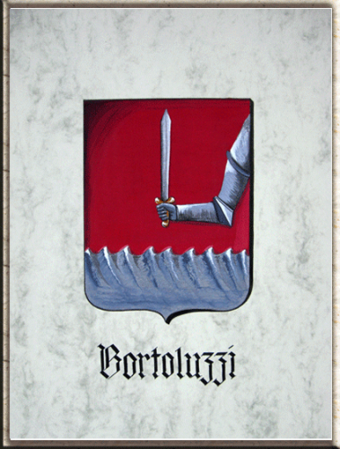 Familienwappen auf Pergamentpapier.