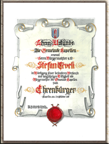 Urkunde neutral auf weißem Opalinkarton Ornament vorgedruckt.