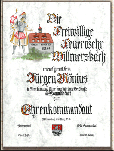 Ehrenurkunde Ehrenkommandant