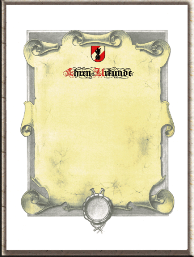 Urkunde neutral auf weißem Opalinkarton Ornament vorgedruckt.