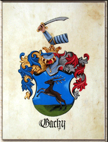 Familienwappen auf echtem Kalbspergament.