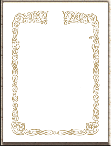 Urkunde auf Pergamentpapier mit Goldornament offen. Größe: A4