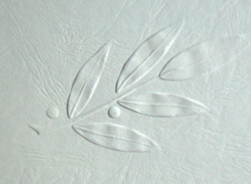 Urkundenmappe Chamois mit geprägtem Lorbeerblatt, in ledergenarbtem Karton für A4 Urkunden.