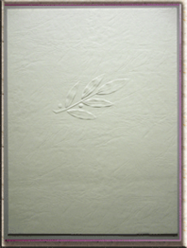 Urkundenmappe Chamois mit geprägtem Lorbeerblatt, in ledergenarbtem Karton für A4 Urkunden.