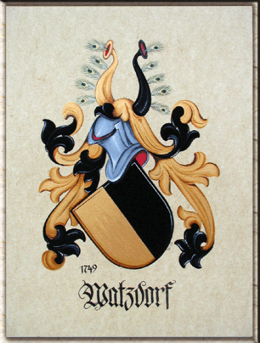 Familienwappen auf Pergamentpapier.