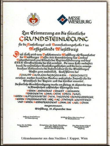 Grundsteinlegungsurkunde handgefertigt.