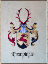 Familienwappen auf Pergamentpapier.
